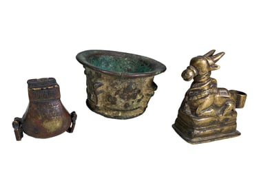 Vintage Set of 3 Asian Bronze Pieces
