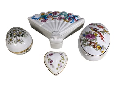 4 Limoges, Wedgwood & Hollohaza Porcelain Boxes