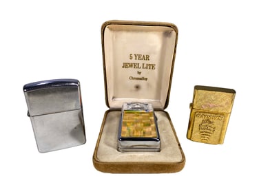 Zippo, Gatsbys Lighters & Chromalloy Jewel Lite
