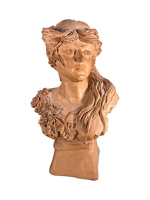 Vintage Woman Terracotta Bust, signed