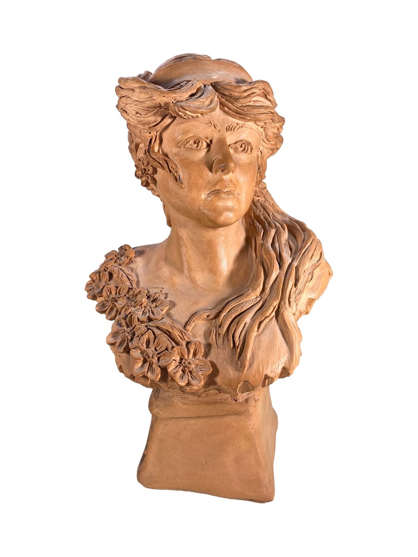 Vintage Woman Terracotta Bust, signed (1 of 6)