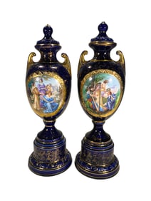 2 Josef Strnact, Austria Simillar Porcelain Urns