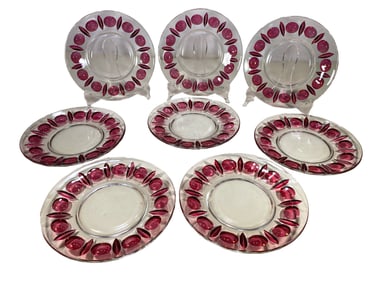 Rainbow Art Glass Co Set of 8 Glass Plates