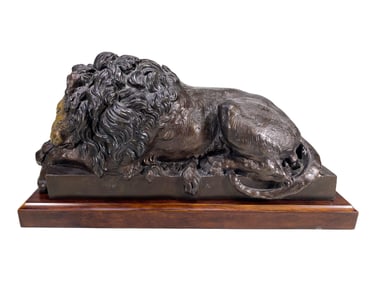 Vintage Lion Bronze Sculpture