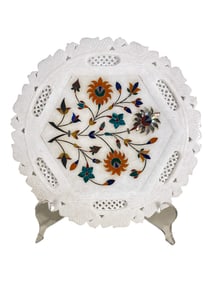 Italian Floral Design Pietradura Plate