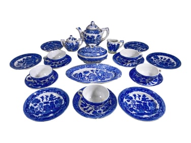 Vintage Japanese Blue & White 21 Pcs Set