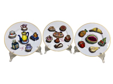 St Martin, Email de Limoges Hand Painted Porcelain Dishes