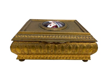 Antique French Gilt Bronze & Enamel Box