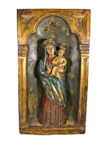 18th/19th C European Wood Religious Plaque