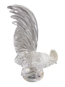 Lalique Tete au Coq Frosted Crystal Rooster Fig