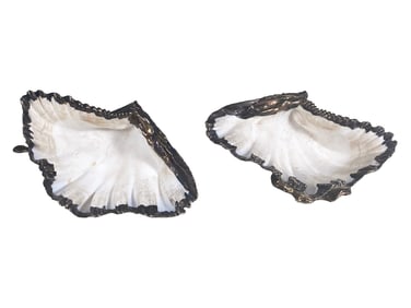Pair of Vintage Silver Overlay Shells