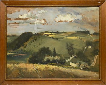Vintage European Oil on Board Landscape, signed