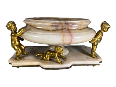 Antique French Gilt Bronze & Onyx Centerpiece