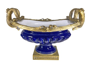 Antique French Bronze & Porcelain Centerpiece