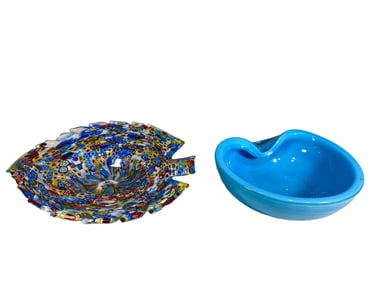 2 Murano Milefiori & Other Glass Ashtrays
