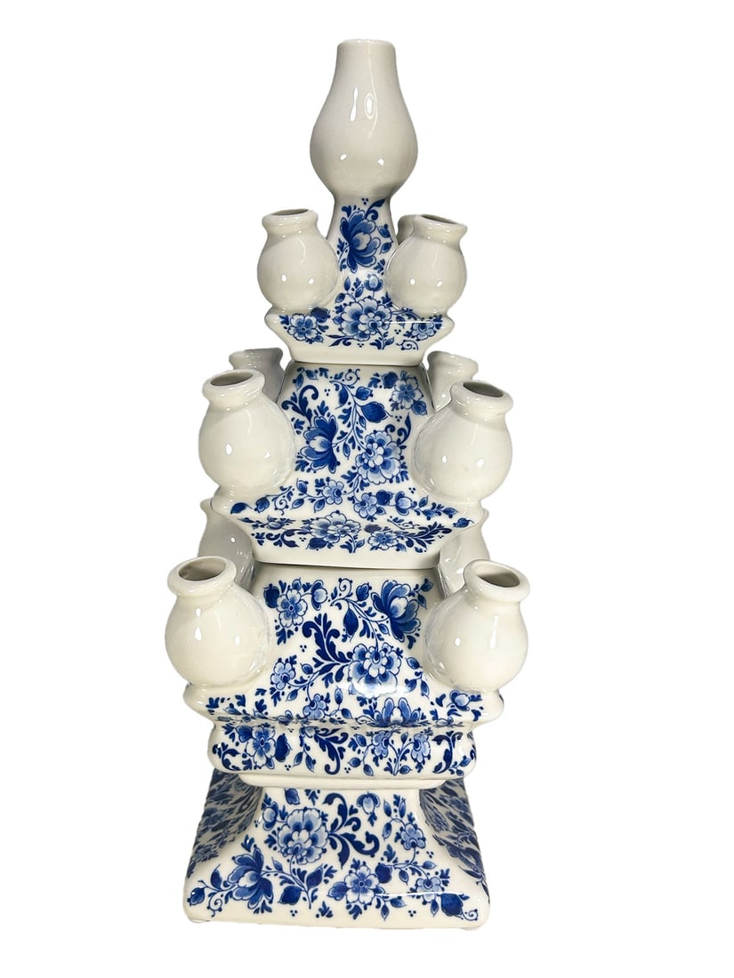 Heinen Delfts, Holland Porcelain Tulip Vase (1 of 4)