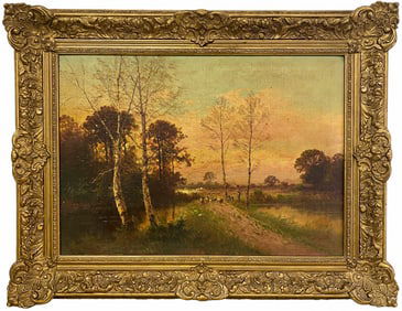 Antique European Oil on Canvas on Board, signed