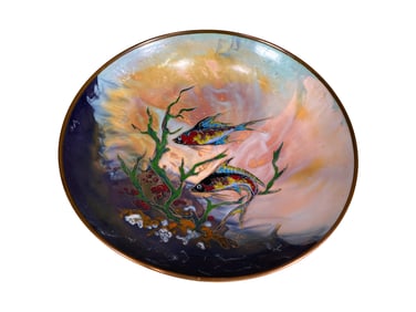 Krelage, Holland Enamel on Copper Fishes Plate