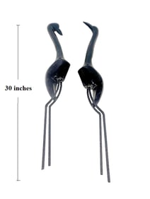 Pair of Black Stone & Iron Birdas Sculptures
