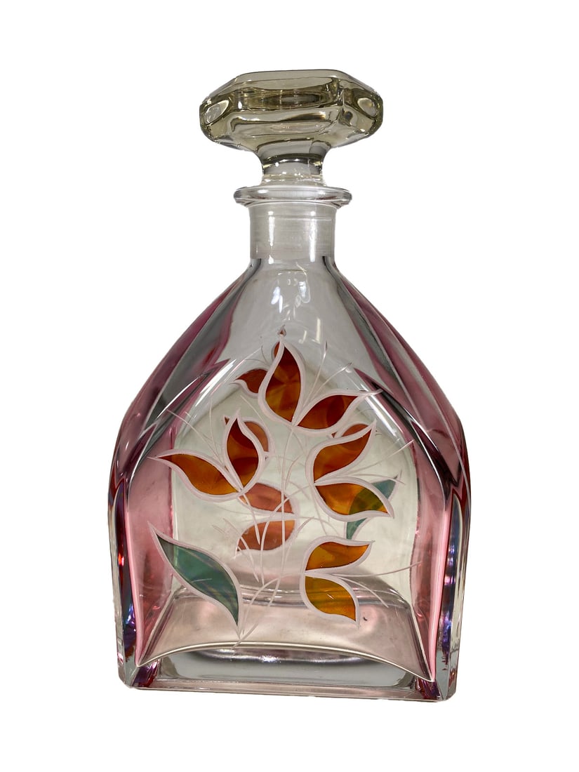 Vintage Colorful Glass Decanter: Vintage Colorful Glass Decanter. 9 1/8 x 5 1/4 x 2 3/4 in.Local Pick up call one day before to make an appointment. TO SHIP THIS ITEM IN USA OR INTERNATIONAL, PLEASE CONTACT THE SHIPPERS : 1) UPS stor