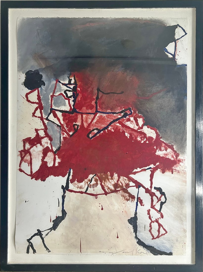 Modern Art Gouache on Paper, signed: Modern Art Gouache on Paper, signed. 48 x 35 1/8 x 2 in framed.Local Pick up call one day before to make an appointment. TO SHIP THIS ITEM IN USA OR INTERNATIONAL, PLEASE CONTACT THE SHIPPERS : 1) UPS