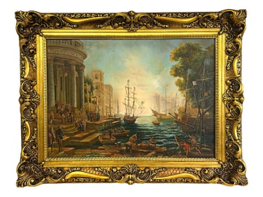 Vintage European Oil on Canvas Painting