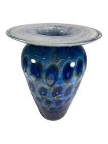 Vintage Peacock Eyes Blue Murano Glass Vase