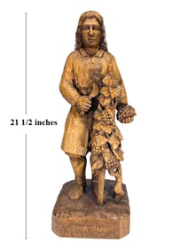 By Geroudet, St. Vernier, Patron Saint of Arbois Winegrowers Wood Sculpture