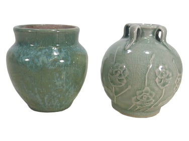 2 Chinese Celadon Pottery Vases