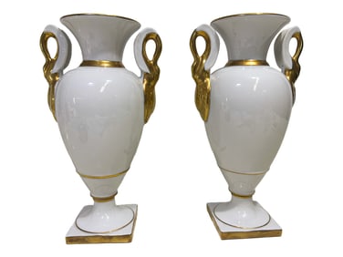 Probably Lenox Empire Pair of Porcelain Urns