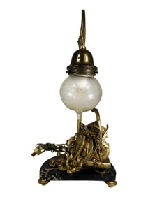 Vintage Bronze, Glass & Marble Lamp