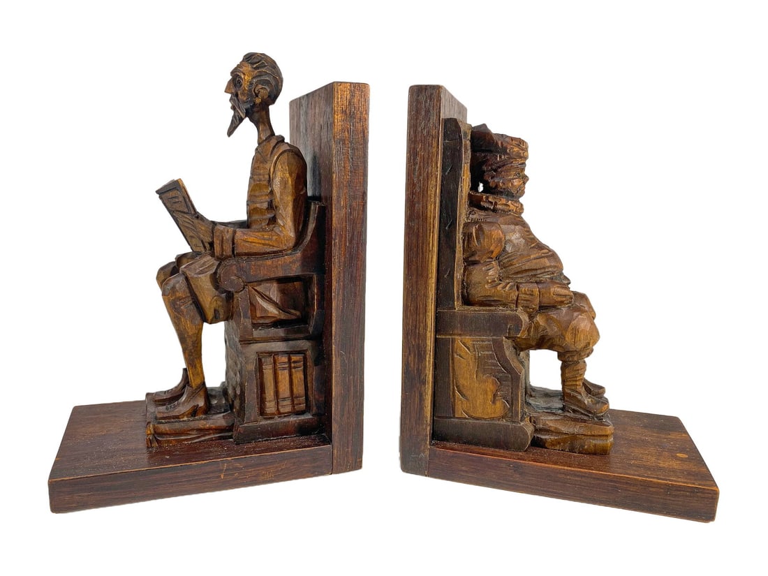 Don Quixote & Sancho Wooden Bookends, Spain (1 of 4)
