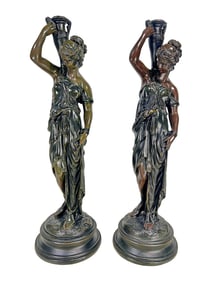 Vtg Pair of Composition Women Sculptures