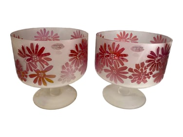 Pair of Floral Frosted Glass Bowls