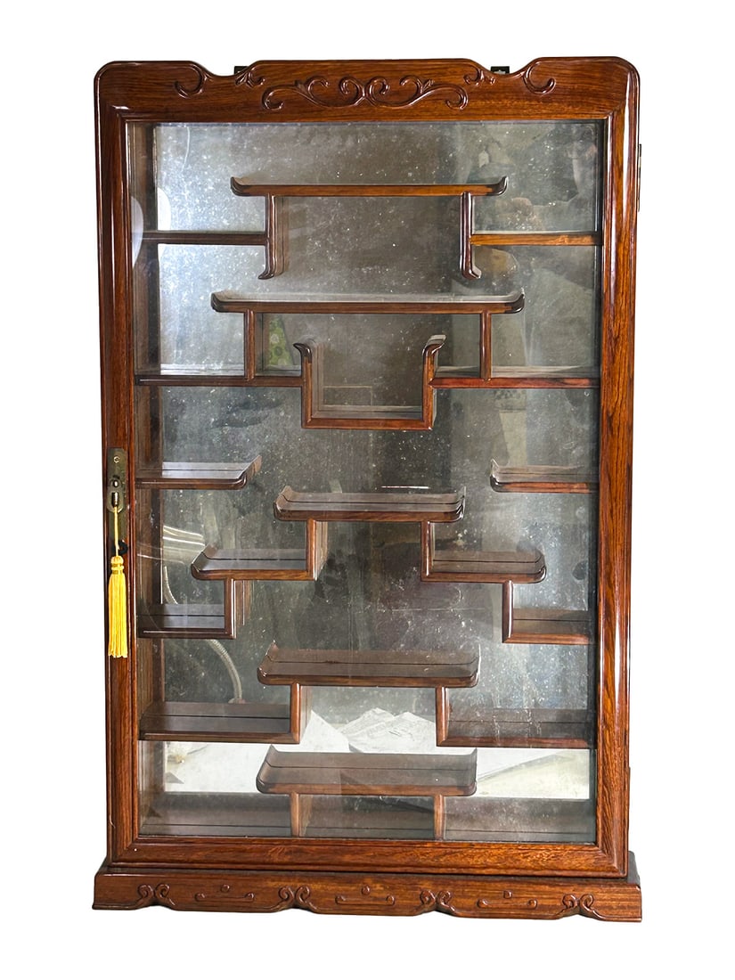 Vintage Chinese Mahogany Display Cabinet (1 of 7)