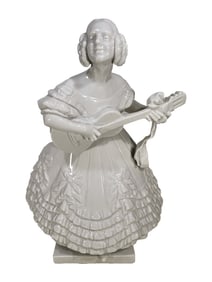Herend, Hungary White Porcelain Girl Playing Fig