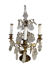 Vtg Crystal & Bronze Girandole Lamp