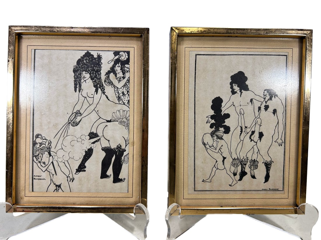 After Aubrey BEARDSLEY (1872-1898) Erotic Prints: After Aubrey BEARDSLEY (1872-1898) Erotic Prints. 8 1/4 x 6 1/8 x 7/8 in framed.Local Pick up call one day before to make an appointment. TO SHIP THIS ITEM IN USA OR INTERNATIONAL, PLEASE CONTACT THE