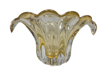 Vintage Amber Hand Blown Glass Bowl