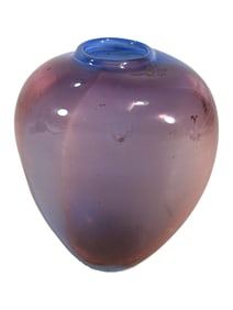 Art Glass Pink Hand Blown Vase, signed