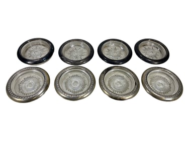 4 Sterling & 4 Metal & Glass Ashtrays