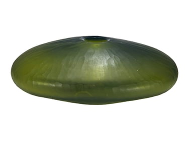 Vintage Green Hand Blown Glass Vase