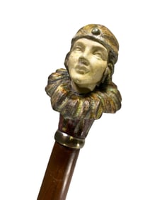 Clown Handle & Sterling 925 Walking Stick