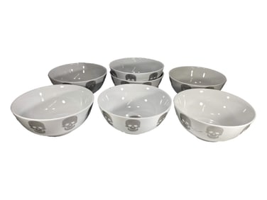 Set of 7 Skull Porcelain Bowls