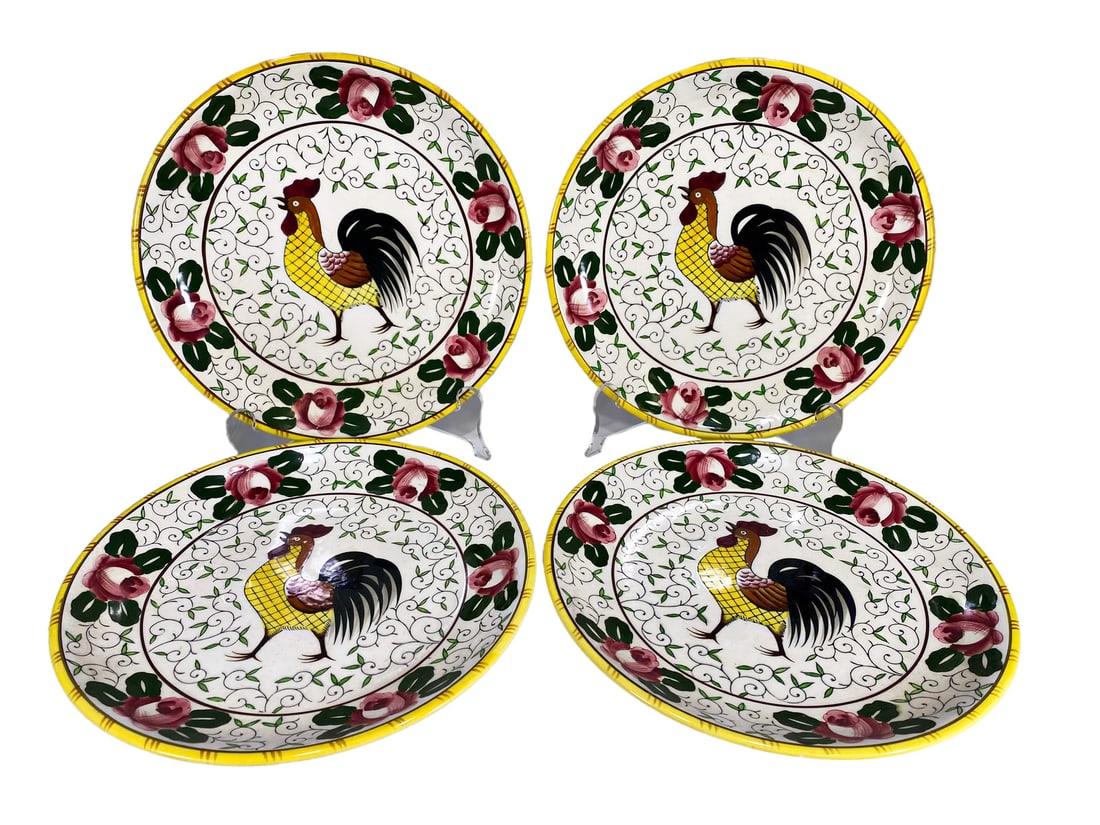 4 Japanese Ucagco PY Provincial Rooster Plates (1 of 5)
