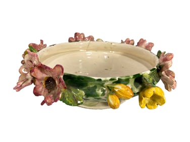 Vintage Italian Majolica Flowers Bowl