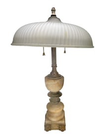 Vintage Alabaster, Brass & Glass Lamp