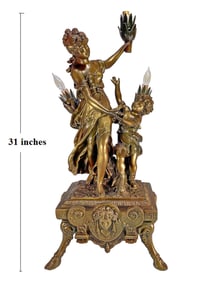Vtg French Patinated Spelter Lamp