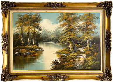 Oil on Canvas Landscape Painting, signed