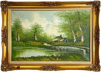 Oil on Canvas Landscape Painting, signed